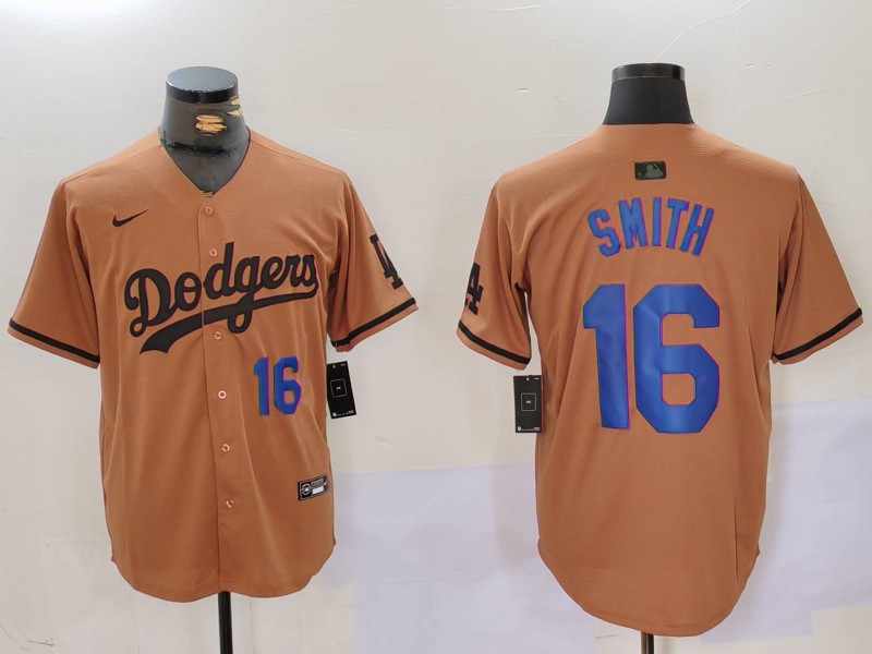 Men Los Angeles Dodgers #16 Smith army green joint name 2024 Nike MLB Jersey style 4->los angeles dodgers->MLB Jersey